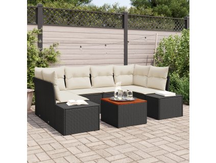 Sada zahradních pohovek s polštářem 7 pcs Černá Poly ratan