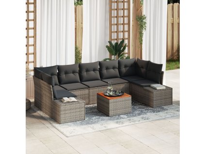 Sada zahradních pohovek s polštářem 8 pcs Šedá Poly ratan