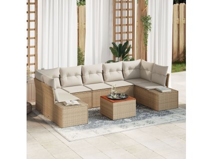 Sada zahradních pohovek s polštářem 8 pcs Béžová Poly ratan