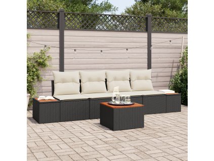 Sada zahradních pohovek s polštářem 5 pcs Černá Poly ratan