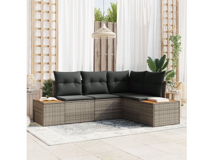 Sada zahradních pohovek s polštářem 5 pcs Béžová polyratan