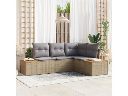 Sada zahradních pohovek 5 pcs Světle šedá Poly ratan