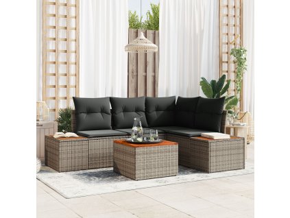 Sada zahradních pohovek s polštářem 5 pcs Šedá polyratan