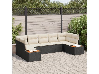 Sada zahradních pohovek s polštářem 7 pcs Černá polyratan