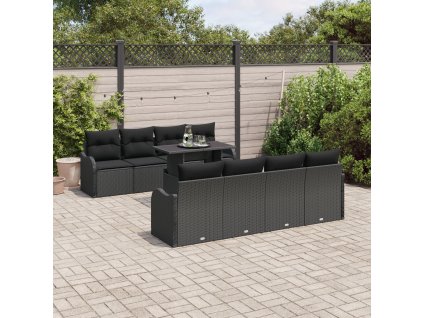 Sada zahradních pohovek s polštářem 7 pcs Černá polyratan