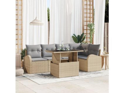 Sada zahradních pohovek 6 pcs Béžová a Světle šedá polyratan