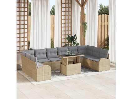 Sada zahradních pohovek 11 pcs Béžová a Světle šedá polyratan