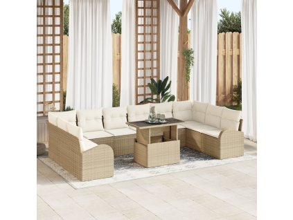 Sada zahradních pohovek 11 pcs Béžová a krémová polyratan