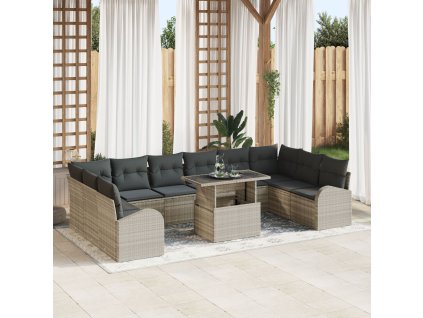 Sada zahradních pohovek 11 pcs Světle šedá polyratan