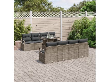 Sada zahradních pohovek s polštářem 7 pcs Šedá polyratan