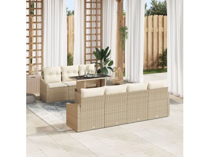 Sada zahradních pohovek 8 pcs Béžová a krémová polyratan