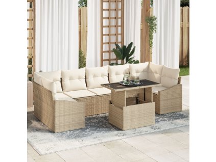 Sada zahradních pohovek 8 pcs béžová a krémová polyratan