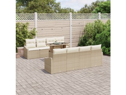 Sada zahradních pohovek 7 pcs Béžová a krémová polyratan