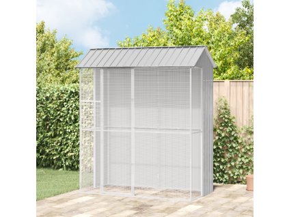 Ptačí klec s úložištěm Šedá 215 x 110 x 247 cm Pozinkovaná ocel