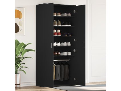 Skříň na obuv s policí Černá 80 x 39 x 178 cm kompozitní dřevo