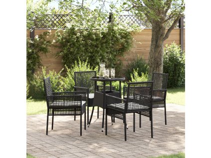 Zahradní jídelní souprava 5 pcs Černá Poly ratan
