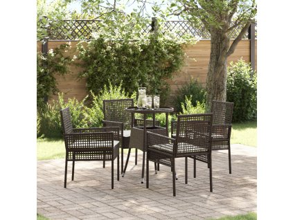 Zahradní jídelní souprava 5 pcs Hnědá Poly ratan