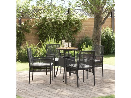 Zahradní jídelní souprava 5 pcs Černá Poly ratan