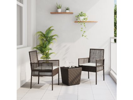 Zahradní bistro set 3 pcs Hnědá Poly ratan