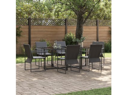 Zahradní jídelní souprava 7 pcs Černá Ocel
