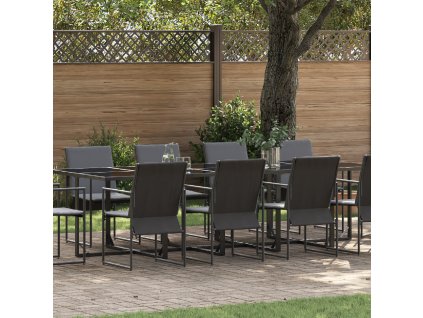 Zahradní jídelní souprava 11 pcs Černá Ocel