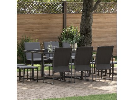 Zahradní jídelní souprava 11 pcs Černá Ocel