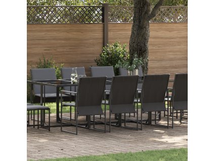 Zahradní jídelní souprava 13 pcs Černá Ocel