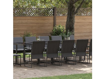 Zahradní jídelní souprava 15 pcs Černá Ocel