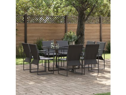 Zahradní jídelní souprava 9 pcs Černá Ocel