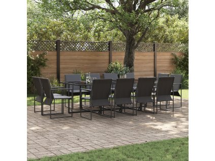 Zahradní jídelní souprava 13 pcs Černá Ocel