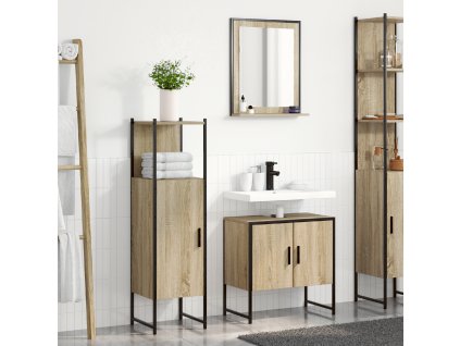 Sada koupelnového nábytku s policí 3 pcs Hnědá Kompozitní dřevo
