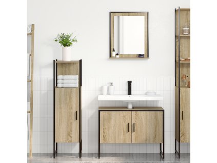 Sada koupelnového nábytku s policí 3 pcs Hnědá Kompozitní dřevo