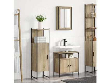 Sada koupelnového nábytku s policí 3 pcs Hnědá Kompozitní dřevo