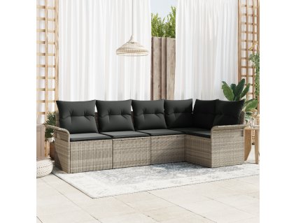 Sada zahradních pohovek s polštářem 5 pcs polyratan