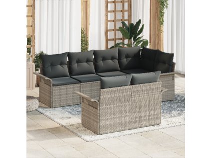 Sada zahradních pohovek s polštářem 7 pcs Světle šedá polyratan