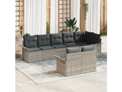 Sada zahradních pohovek s polštářem 8 pcs Světle šedá polyratan