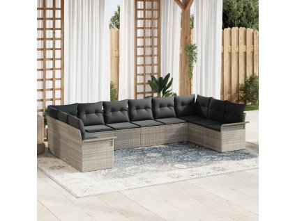 Sada zahradních pohovek 10 pcs Světle šedá polyratan