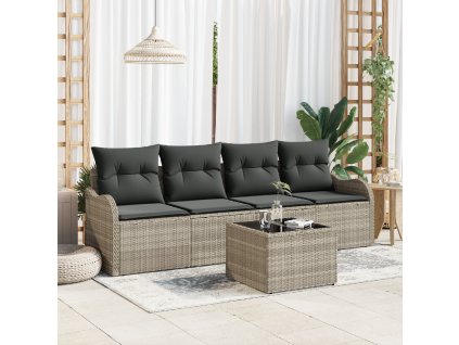 Sada zahradních pohovek Světle šedá polyratan