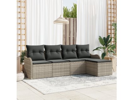 Sada zahradních pohovek 5 pcs Světle šedá polyratan