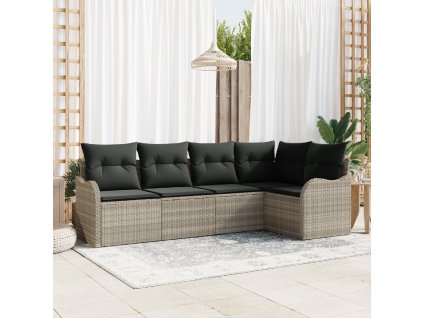 Sada zahradních pohovek 5 pcs Světle šedá Poly ratan