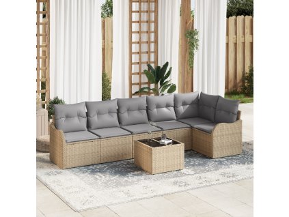 Sada zahradních pohovek 7 pcs Béžová polyratan