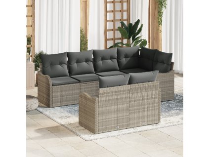 Sada zahradních pohovek Světle šedá polyratan