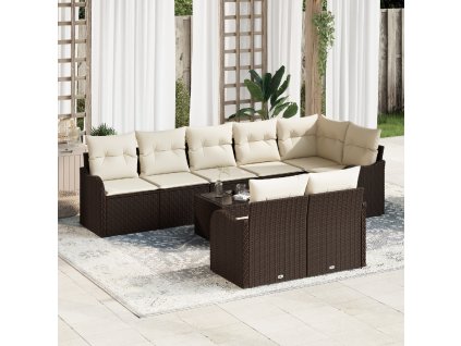 Sada zahradních pohovek Hnědá polyratan