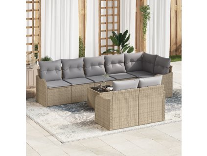 Sada zahradních pohovek 9 pcs Béžová polyratan