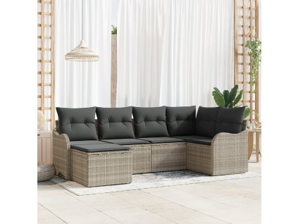 Sada zahradních pohovek 6 pcs Světle šedá Poly ratan