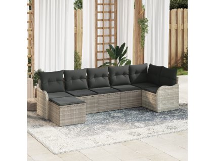 Sada zahradních pohovek 7 pcs Světle šedá polyratan