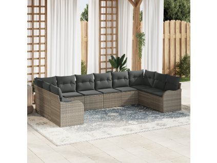 Sada zahradních pohovek 10 pcs Světle šedá polyratan