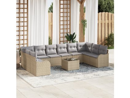 Sada zahradních pohovek Béžová polyratan