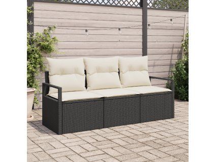 Set pohovek 3 pcs Černá polyratan 3346237