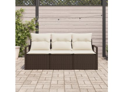 Set pohovek 3 pcs Hnědá polyratan